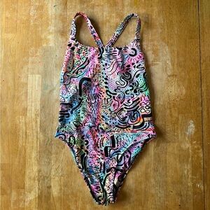 Kulani Kinis Cheeky Cross Back Level One Piece Swimsuit — Miami Disco